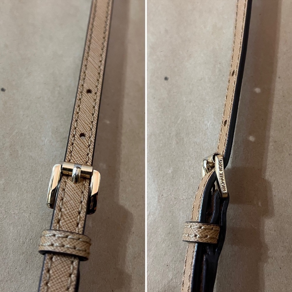 Michael Kors | Cindy Large Dome Saffiano Leather Crossbody Bag Purse in Peanut - Picture 6 of 16
